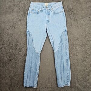 Levis 501 Original Womens Light Wash Patch Straight Leg Jeans